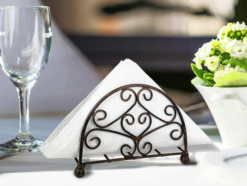 Serviettenhalter Eisen Braun Vintage-Stil Serviettenständer Halbrund 10x14cm