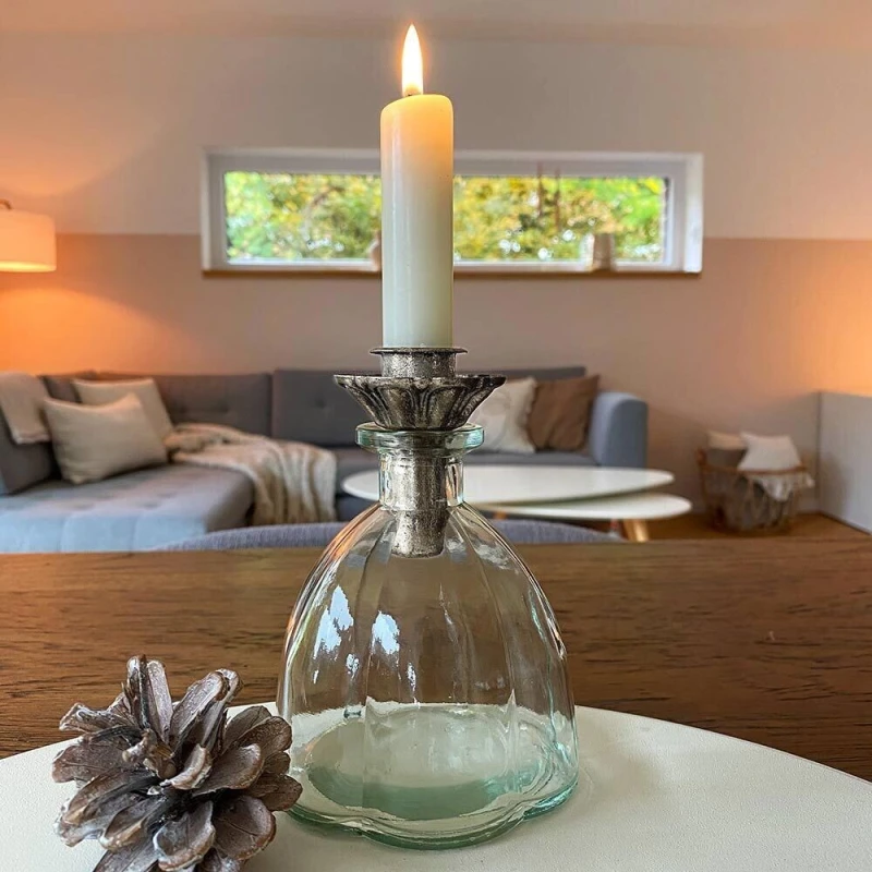 Kerzenhalter für Flaschen Silber Kerzenhalteraufsatz Flaschenaufsatz Antik-Stil