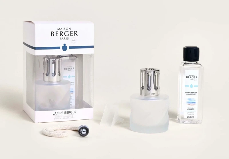 Maison Berger Duftlampe Set Spirale Givree Weiß + 250ml Duft Frische Ozeansbrise