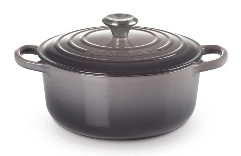 Le Creuset Bräter Signature Rund Gusseisen Flint Grau 24 cm