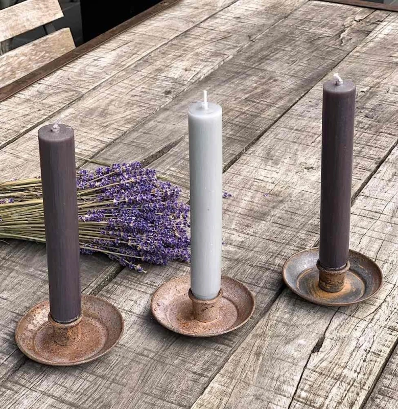 Kerzenhalter Vintage-Stil Zink Rostig 3 Stück Kerzenständer Set Metall 9 cm