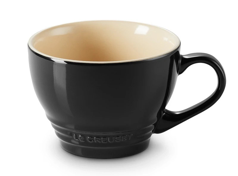 Le Creuset Cappuccino Tasse Steinzeug Schwarz Glänzend 400ml