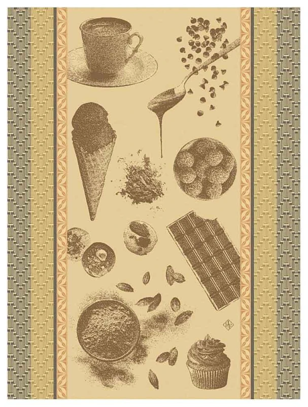 Le Jacquard Français Geschirrtuch Chocolat Recettes Cacao Braun 60x80 Baumwolle