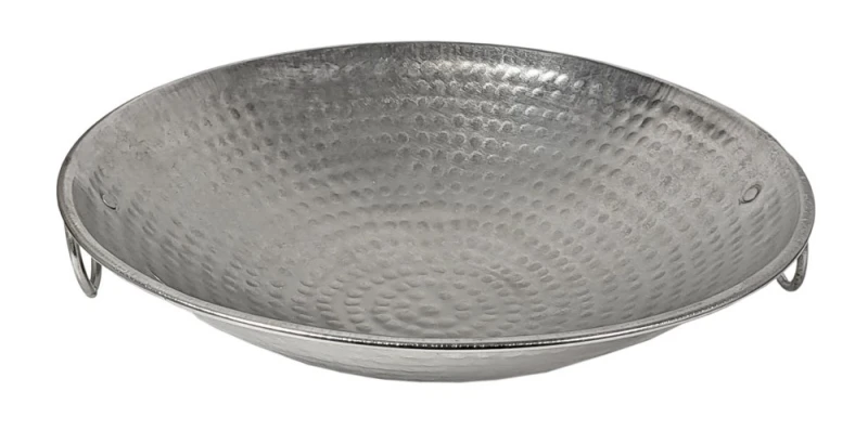 Zinkschale Dekoschale Zink Rund Silber zum Dekorieren Gehämmert 26,5 cm