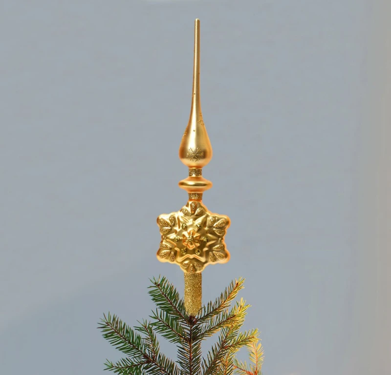 Christbaumspitze Schneeflocke Echt Glas Gold Weihnachtsbaumspitze 31cm