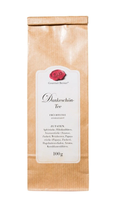Gourmet Berner Dankeschön-Tee Früchtetee Ananas Vanille Geschmack 100 g