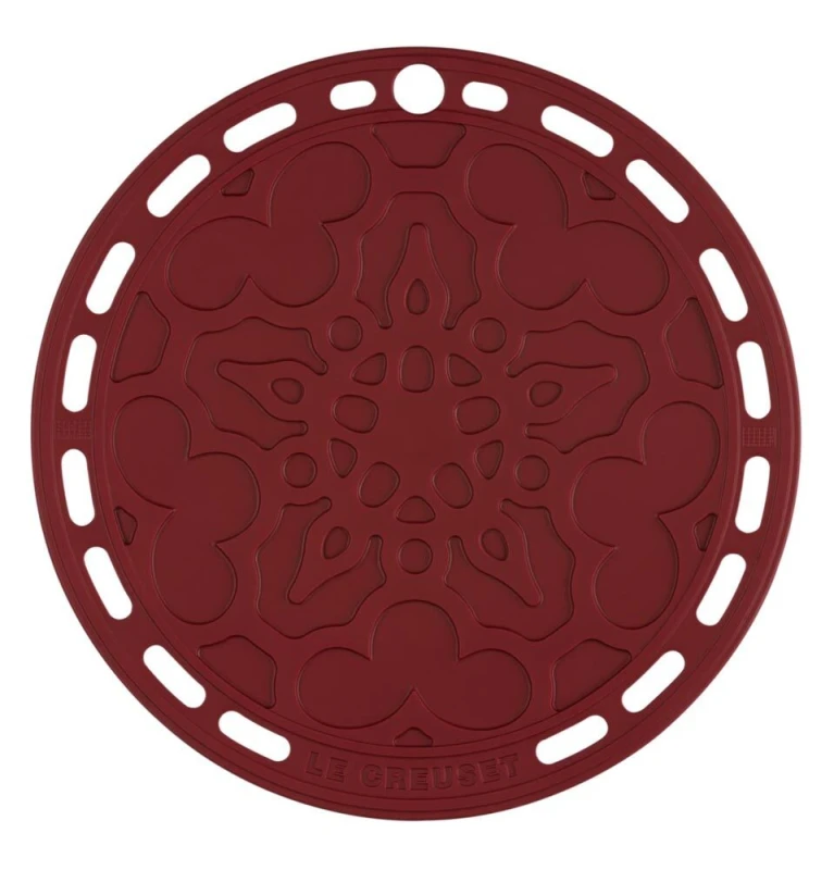 Le Creuset Silikon Untersetzer Tradition Rund Garnet (Rhone) Bordeaux-Rot 20cm
