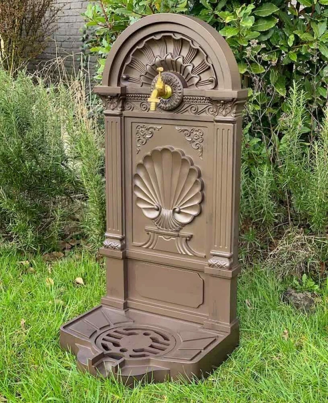 Standbrunnen mit Wasserhahn Wasserzapfsäule Garten Terrasse Antik-Stil 83cm