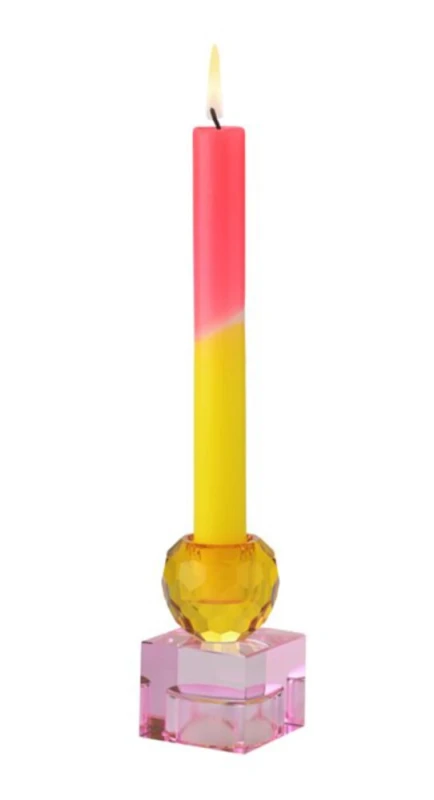 Giftcompany Kerzenhalter Teelichthalter Kristallglas Hellrosa Orange