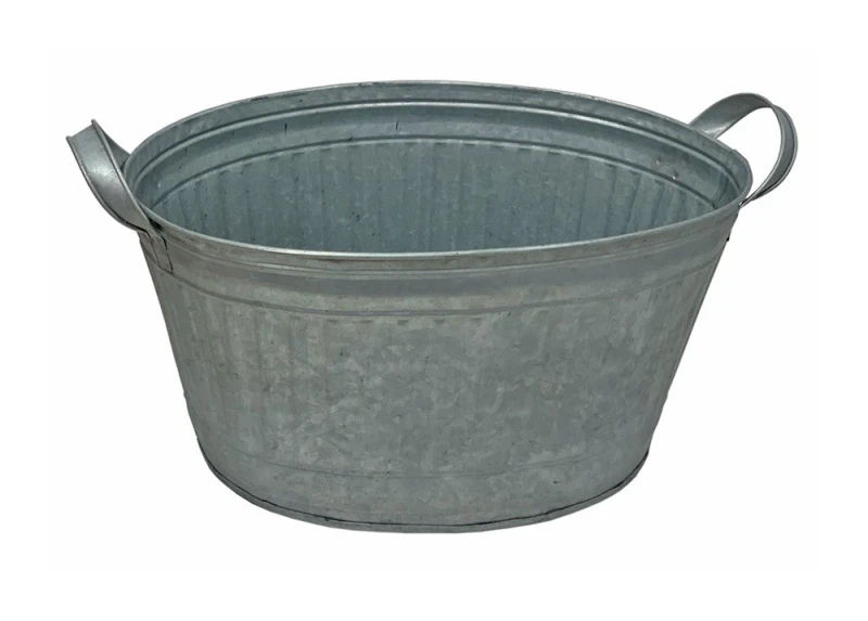 Zink Blumentopf Oval Zinkwanne mit Griffen Pflanztopf Zinktopf Antik-Stil 30,5 cm