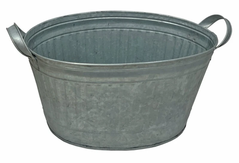 Zink Blumentopf Oval Zinkwanne mit Griffen Pflanztopf Zinktopf Antik-Stil 38 cm