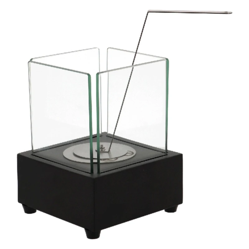 Esschert Design Tischkamin Bio-Ethanol Tischfeuer quadratisch Anthrazit 16cm