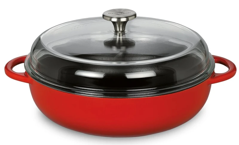 Küchenprofi Bauerntopf Rund Rot mit Glasdeckel PROVENCE Classic Red 28 cm