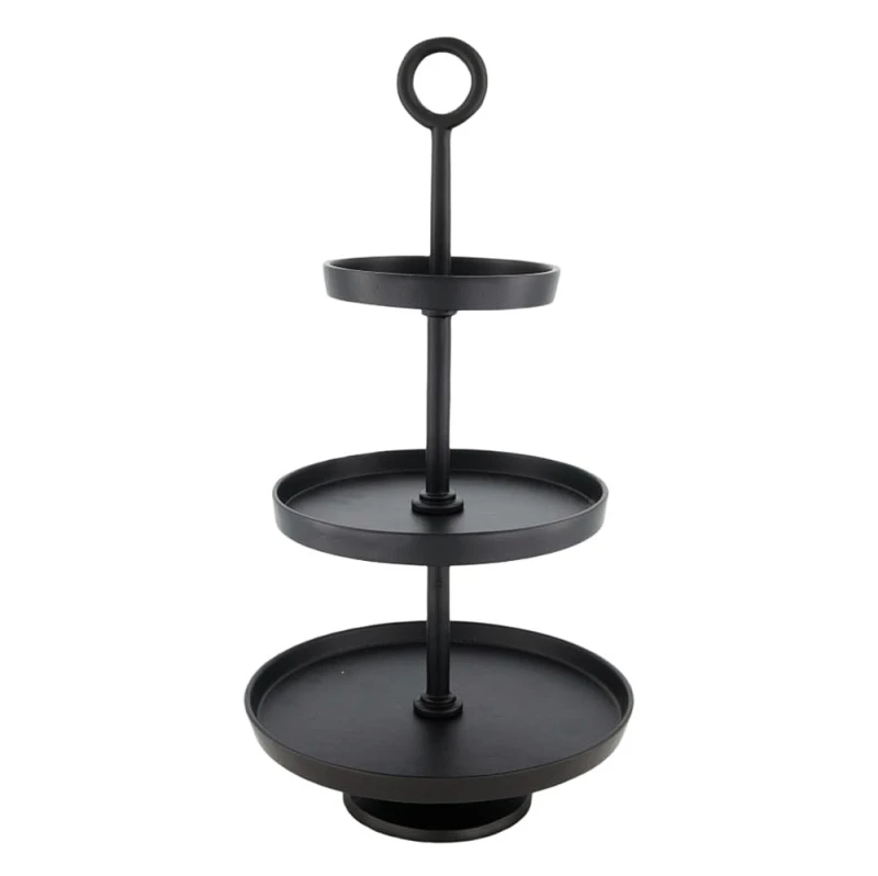 Etagere Aluminium Schwarz 3 Stöckig Landhaus-Stil Servierständer 47cm