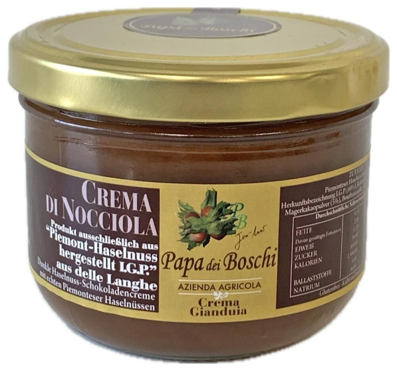 Papa dei Boschi Gianduja Creme Schoko Haselnusscreme Piemont 500 g