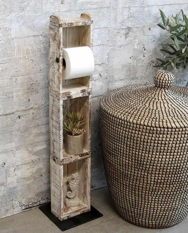 Chic Antique Stand Toilettenpapierhalter Ziegelformen Grimaud Antik-Stil Weiß