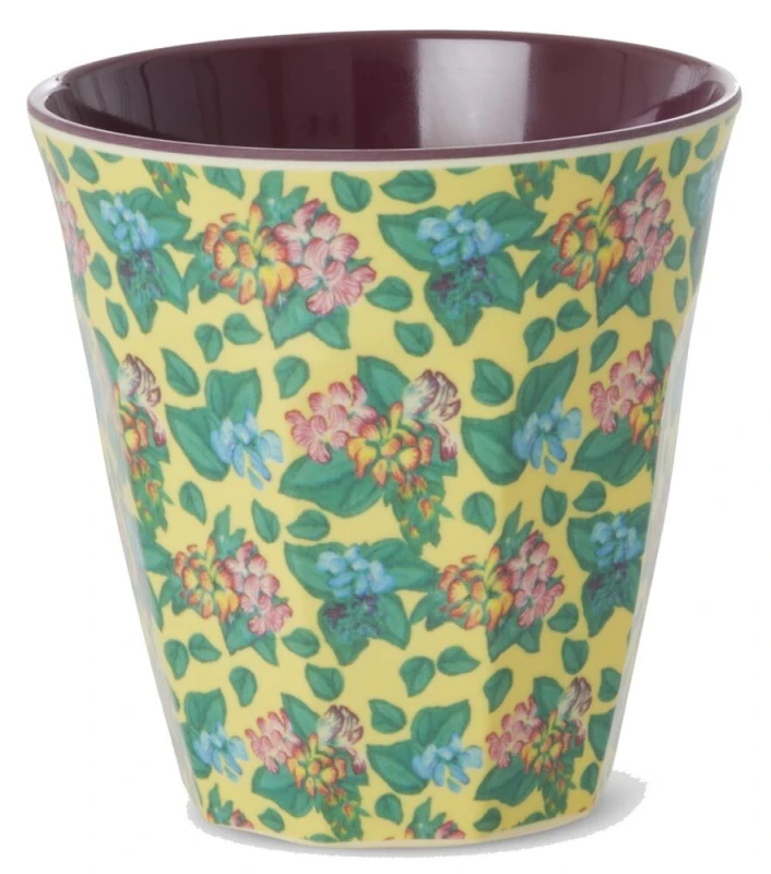 Rice Melamin Becher Emma's Print Blumen Hellbgelb Medium