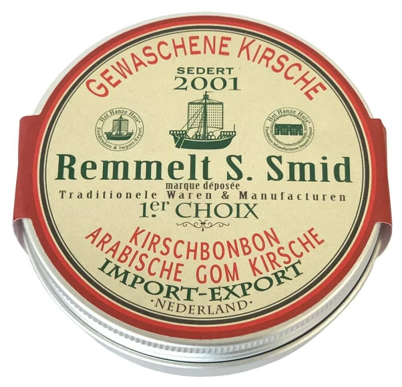 Remmelt S. Smid Gewaschene Kirsche Bonbons Kirschbonbons Metalldose 90 g