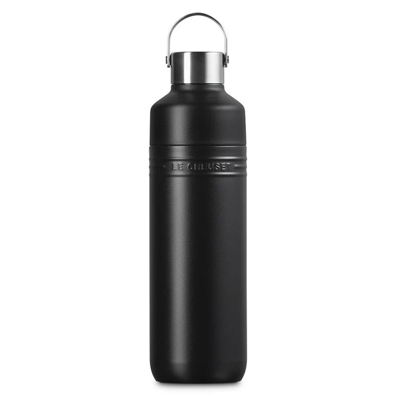 Le Creuset Trinkflasche On The Go Edelstahl Isolierflasche Schwarz Matt 1000 ml
