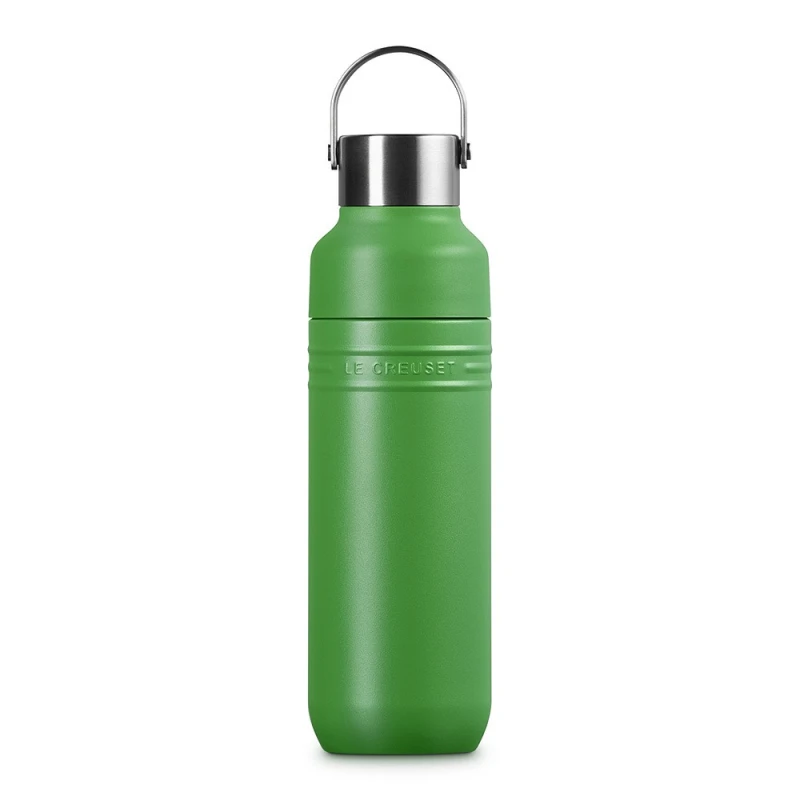 Le Creuset Trinkflasche On The Go Edelstahl Isolierflasche Bamboo Green 1000 ml