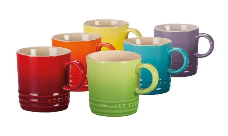 Le Creuset Tasse Becher 6er-Set Regenbogen Rainbow Steinzeug 200ml