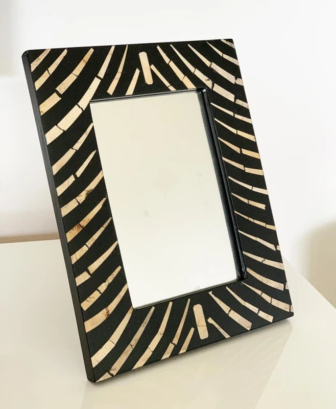 Kleiner Standspiegel Afrika Zebra-Optik Zum Hinstellen Tisch Kommode Kokosnuss