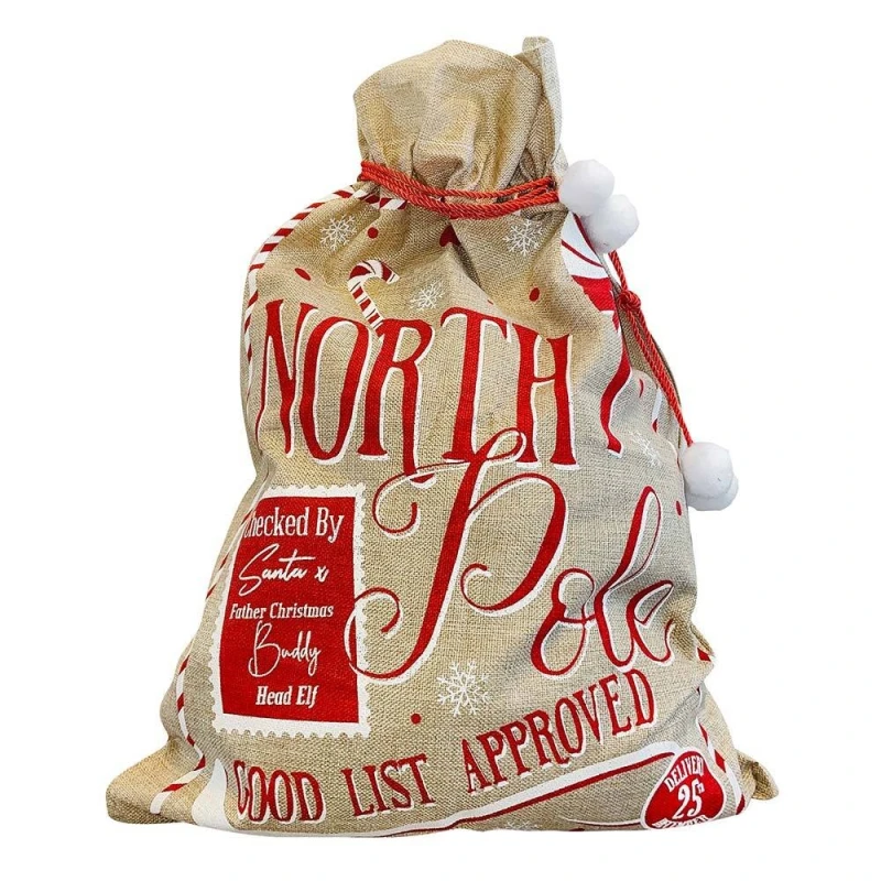 Nikolaussack Jute Weihnachten Weihnachtssack für Geschenke North Pole 70x50cm