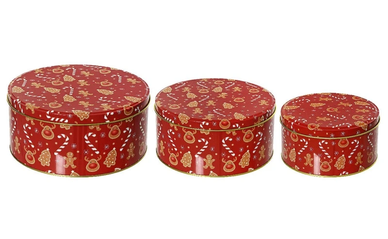 Keksdosen Set Weihnachten Rot Plätzchendosen 3 Stück Gebäckdosen Weihnachtsmotive