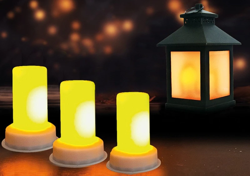 LED Lichter 4 Stück Flammenlicht Windlicht Batterie Flackernd Warmweiß Indoor