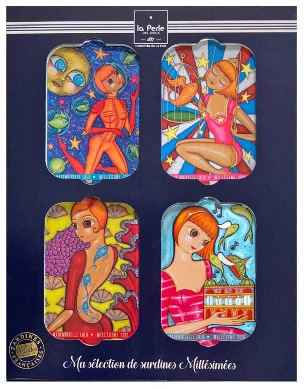 La Perle des Dieux Geschenkset Jahrgangssardinen Lulu Coralie Joulin