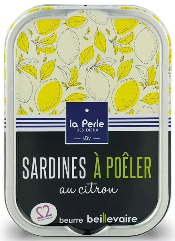 La Perle des Dieux Sardinen zum Braten mit Zitrone in Fassbutter - Dose 115 g
