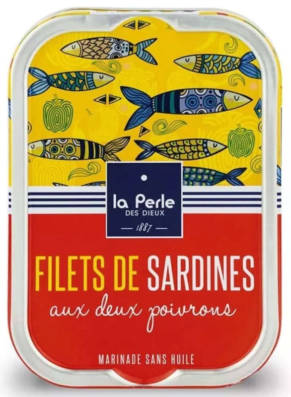 La Perle des Dieux Sardinen-Filets mit zweierlei Paprika - Ohne Öl - Dose 115 g