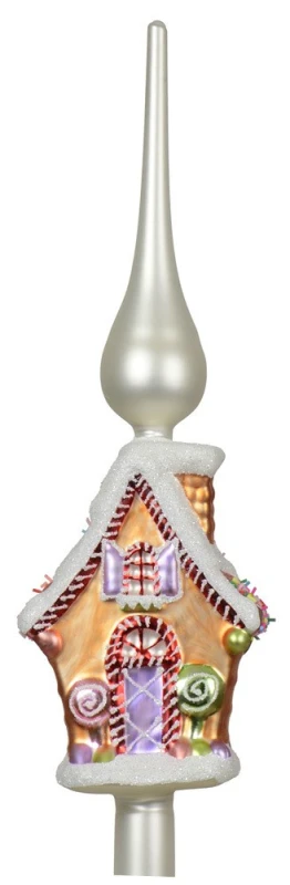 Weihnachtsbaumspitze Buntes Lebkuchenhaus Lutscher Glas Christbaumspitze 31cm