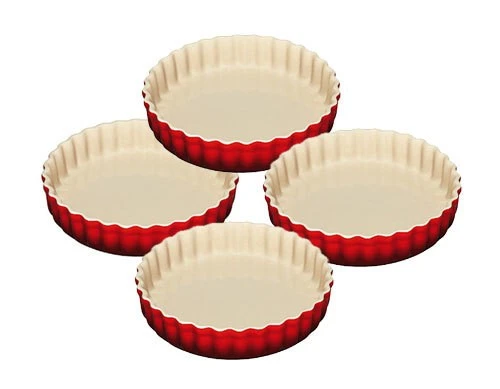 Le Creuset Tarte-Form 4er-Set Steinzeug Kirschrot 11cm