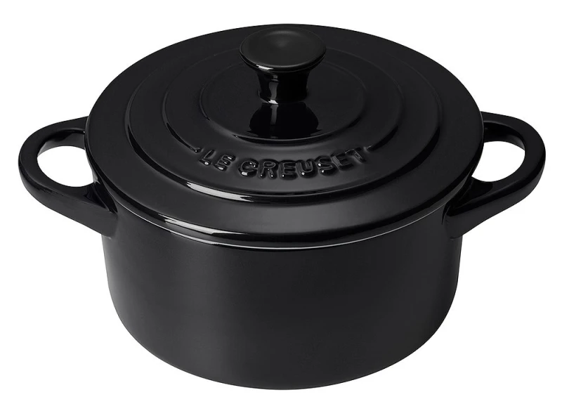 Le Creuset Mini Cocotte Steinzeug Schwarz glänzend 10X5cm