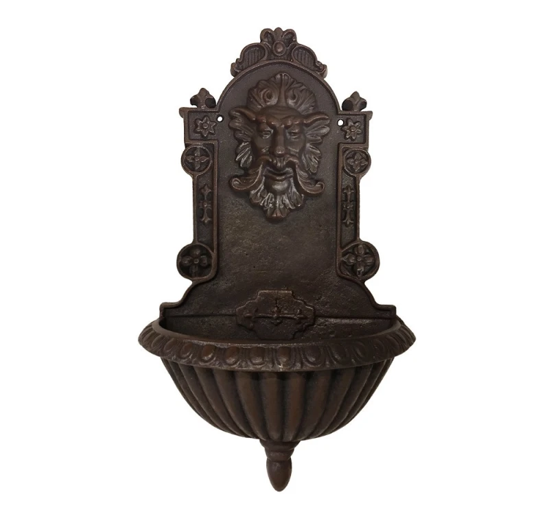 Nostalgie Deko Wandbrunnen Neptun Gusseisen Antik-Stil Braun