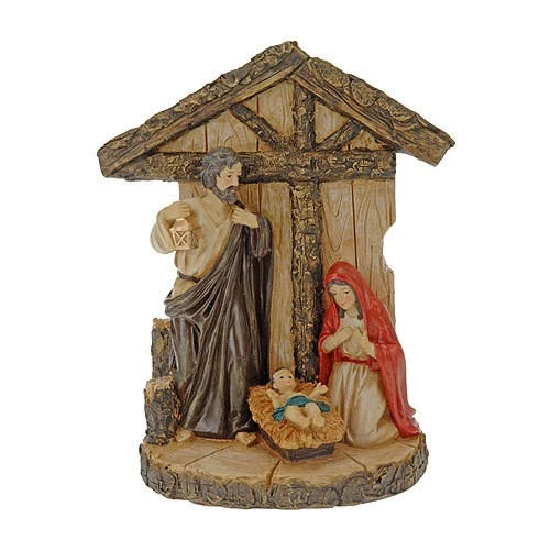 Schöne Weihnachtskrippe mit Figuren 16x22cm A