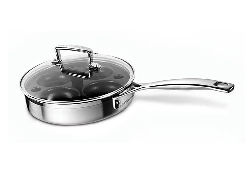 Le Creuset Sautépfanne mit Pochiereinsatz 3-Ply Edelstahl Antihaft 20cm
