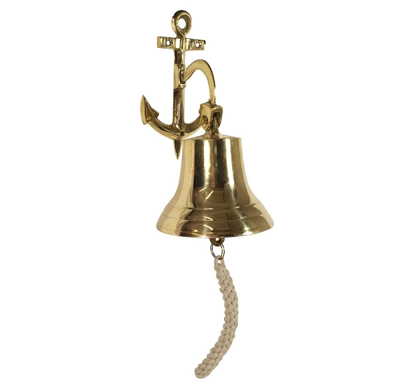 Schiffsglocke Anker Messing Nostalgie Glocke Maritim 14cm