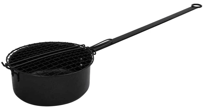 Popcornpfanne für Grill Feuerkorb & Lagerfeuer BBQ Pfanne Eisen Schwarz
