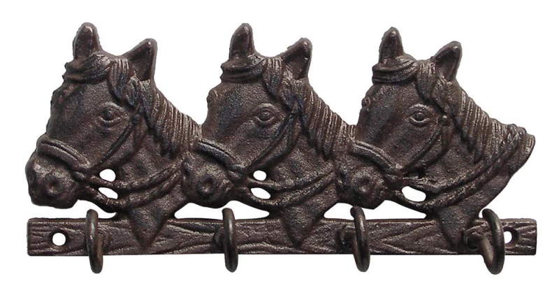 Nostalgische Wandgarderobe Pferd Gusseisen Antik-Braun 17cm