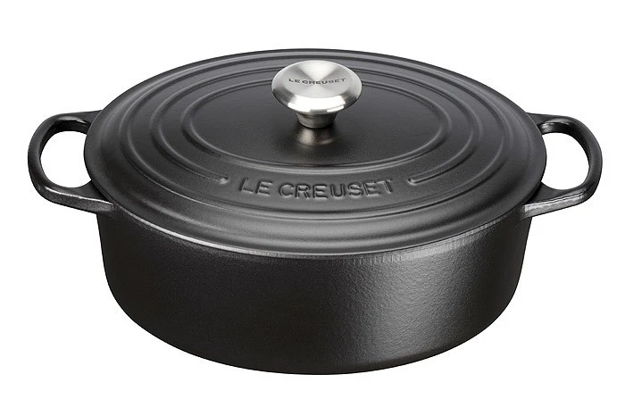 Le Creuset Bräter Signature Oval Gusseisen Schwarz 40cm