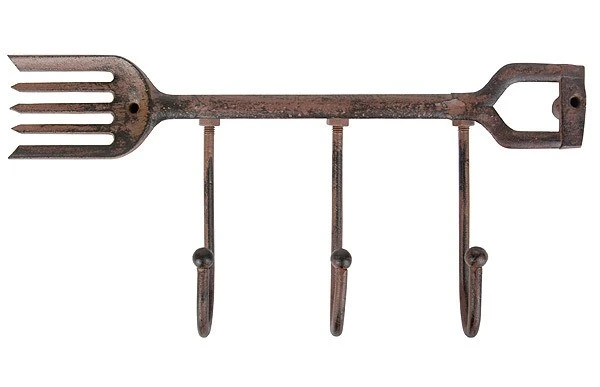 Rustikale Garderobe Wandhaken Garten Harke Gusseisen Antik-braun