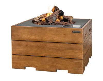 Happy Cocooning Feuertisch TEAK-Holz quadratisch grau 760 x 760 mm