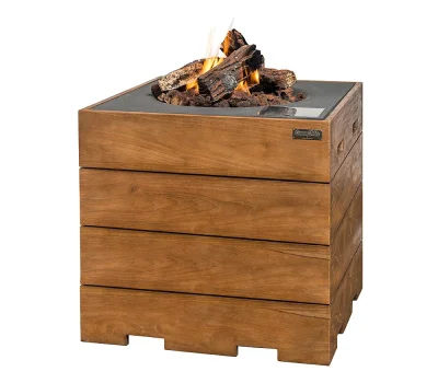 Happy Cocooning Lounge & Dining Feuertisch TEAK-Holz grau 760 x 760 x 675 mm