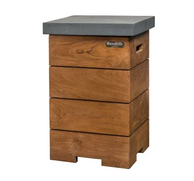 Happy Cocooning Beistelltisch Teak für Gasflasche grau 410 x 410 x 620 mm