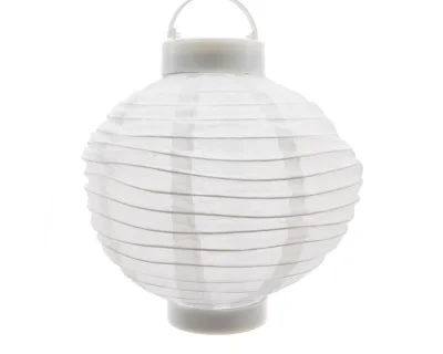 Solar Garten Lampion Weiß Laterne zum Aufhängen LED Warmweiß Ø 20 cm