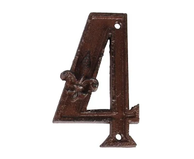 Hausnummer Zahl 4 Vier Antik-Stil Gusseisen H12cm