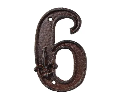 Hausnummer Zahl 6 Sechs Antik-Stil Gusseisen H12cm