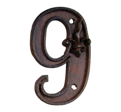 Hausnummer Zahl 9 Neun Antik-Stil Gusseisen H12cm